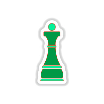 Vector illustration in paper sticker style Chess queen
