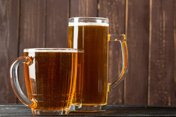 beer glass on a wooden background
