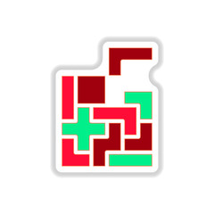 Vector illustration in paper sticker style Tetris pieces