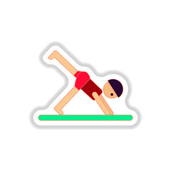 Vector illustration in paper sticker style sport player gymnast boy