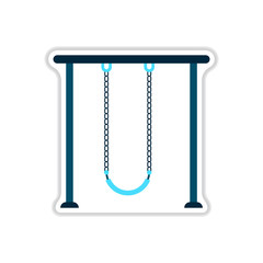 Vector illustration in paper sticker style park playground equipment kids swing