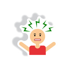 stylish icon in label, tag, sticky man headache