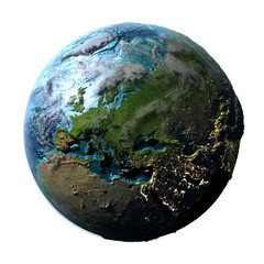 Fototapeta premium Europe on detailed planet Earth
