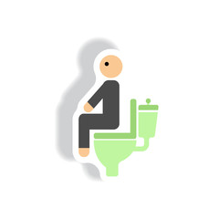 stylish icon in paper sticker style people diarrhea