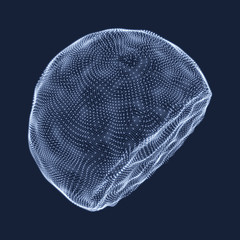The Half-sphere Consisting of Points. Abstract Grid. Semi-sphere Illustration. 3D Network Design. Technology Concept. Vector Illustration.