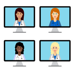 telemedicine flat illustration concept, isolated on white background. Online medical consultation and support, illustration of medical service. 