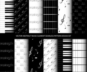 Vector abstract music element seamless pattern design set