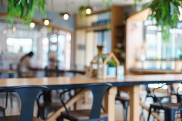 Coffee shop blur background with bokeh.