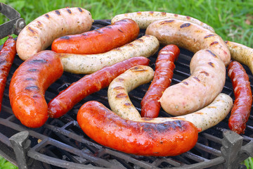 Mixed variety of char grilled sausages