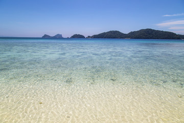 Fototapeta na wymiar Beautiful beach and tropical sea. Lord Heaven Island or Lord Loughborough Island, Myanmar