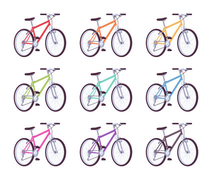 Fototapeta Set of sport bicycles in different colors