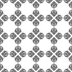 Black and white vector background. Beautiful queen seamless pattern with fleur de lys ornament elements. Royal signs in style of fashion illustration. Excellent textile, fabric, paper design.