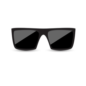 Rectangular black glasses on a white background. Vector illustration.