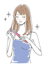 ストレートアイロン　内巻き　ミディアム　ボブ