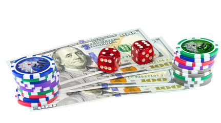 U.S. dollars, dice and chips game