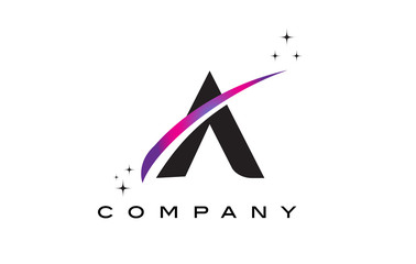 A Black Letter Logo Design with Purple Magenta Swoosh