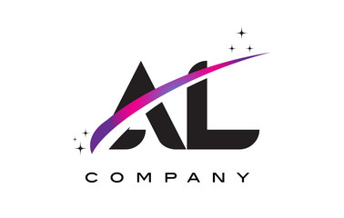 AL A L Black Letter Logo Design with Purple Magenta Swoosh