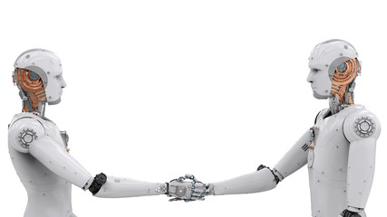 android robot hand shaking