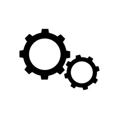 Pictogram cog settings icon. Black icon on white background.