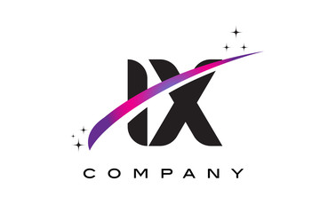 IX I X Black Letter Logo Design with Purple Magenta Swoosh