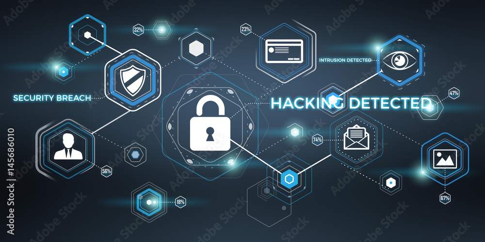 Poster 3d rendering hacking technology interface