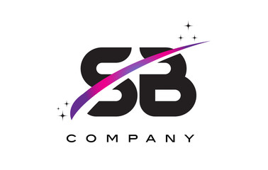 SB S B Black Letter Logo Design with Purple Magenta Swoosh