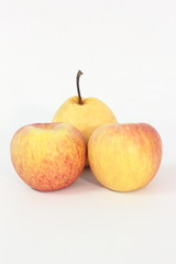 Yellow-red apple on a white background in Thailand.