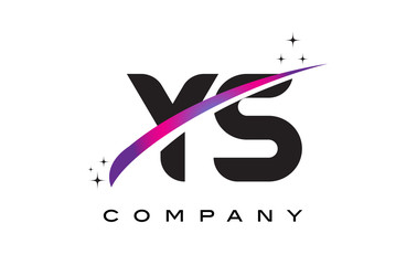 YS Y S Black Letter Logo Design with Purple Magenta Swoosh