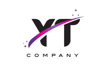 YT Y T Black Letter Logo Design with Purple Magenta Swoosh