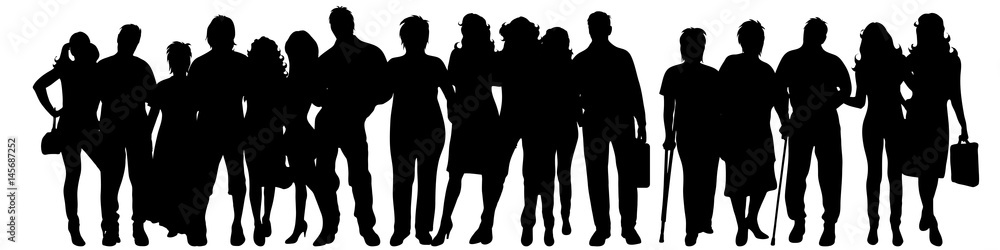 Poster Vector silhouette of people on white background.