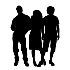 Vector silhouette of people on white background.