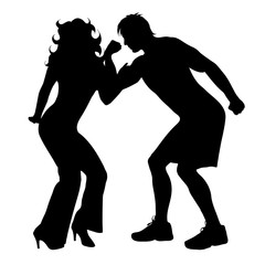 Vector silhouette of couple on white background.