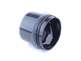 Jars with gouache on white background