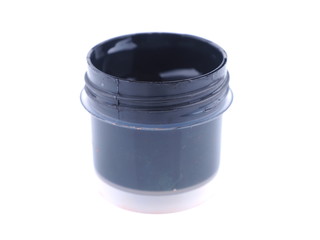 Jars with gouache on white background