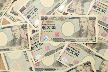 Japanese currency notes background , Japanese Yen