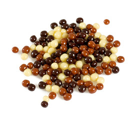 chocolate candies (crunches) isolated on white