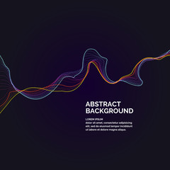 Vector abstract background with a colored dynamic waves, line and particles