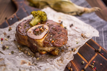 Baked lamb knee