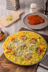 Salami blue cheese omelette