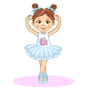 Pretty little ballerina. Cute vector girl in pointe.