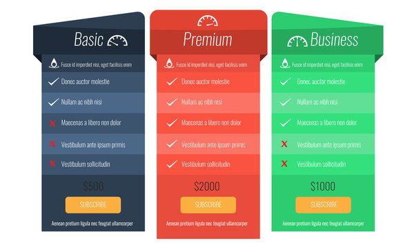 Trendy price list and offer columns. Flat vector.