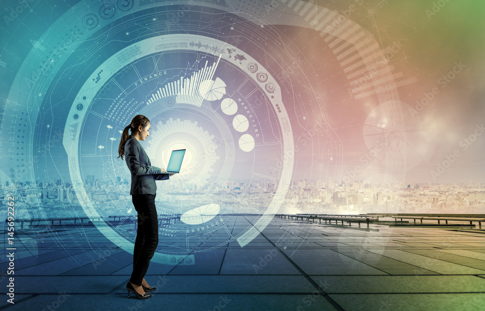 Aufkleber information communication technology concept. internet of things. smart city. digital transportation