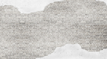 Whitewashed  plastered  brick wall  textured vintage background. © aleks-p