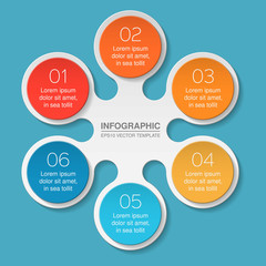 Fototapeta premium Vector infographic template, 6 options.