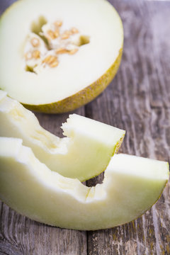 Melon on a wooden table