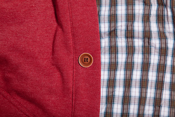 photo of cool fashionable look of shirt and cardigan in close-up