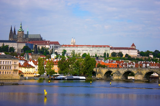 The castle of Prague and the Charles Bridge