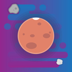 Mars with sattelites icon - flat illustration, space elements