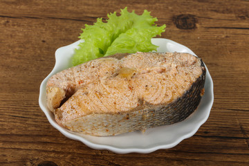 Steamed salmon