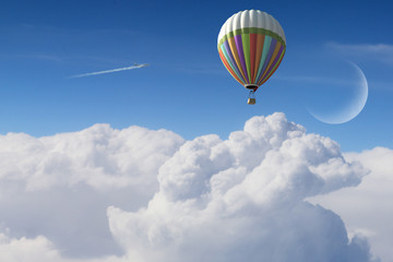 Aerostat flying above clouds